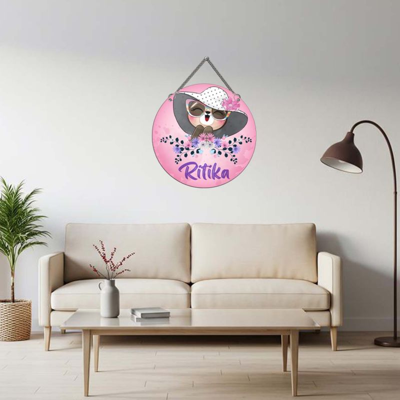 Personalized Wooden Wall Hanging For Kids & Girls Room Decor Cute Cat Theme Wall Art Modern Wall Decorative Accessories for Home Decoration